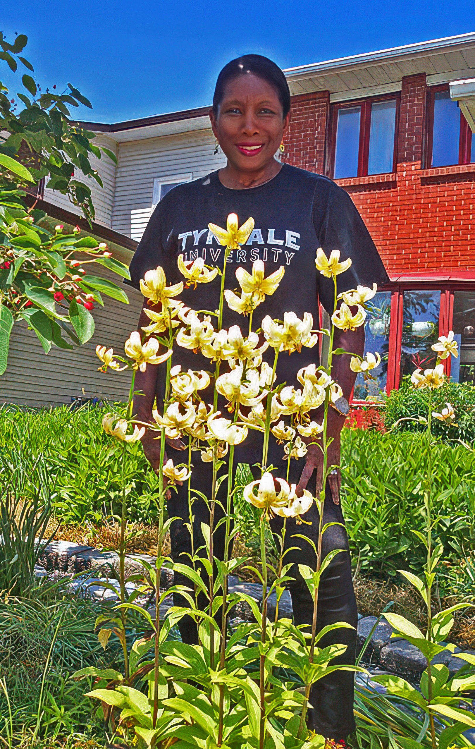 Lynette in her garden
